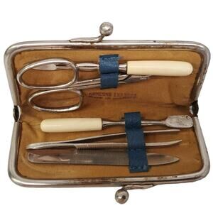 Vintage Manicure Set Made in Germany 1940s Style Vintage Manicure Set Leather